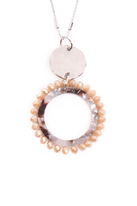 Thumbnail for Riah Fashion - Glass Beaded Hoop Pendant Necklace - 6 COLORS