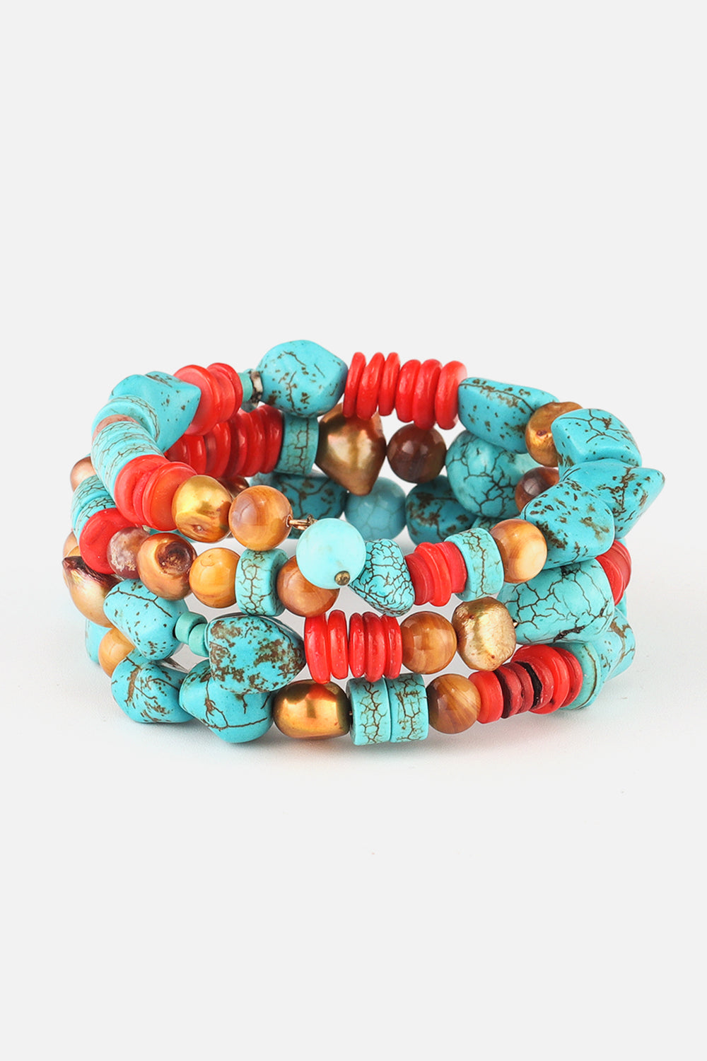 Layered Turquoise Bracelet - T - 1 MULTICOLOR -