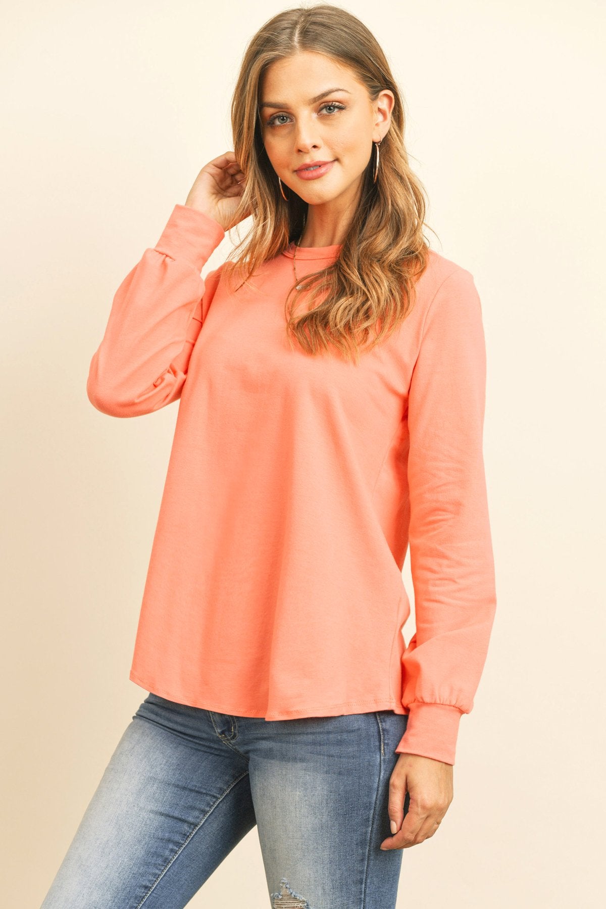 Riah Fashion - Long Sleeve Round Neck Solid Top - 17 COLORS -