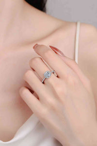 Thumbnail for 1 Carat Moissanite 925 Sterling Silver Halo Ring