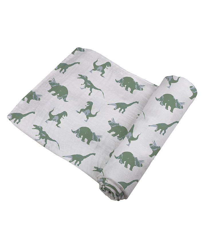 Newcastle - Granite Green Dinosaurs Cotton Swaddle -