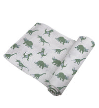 Thumbnail for Newcastle - Granite Green Dinosaurs Cotton Swaddle -