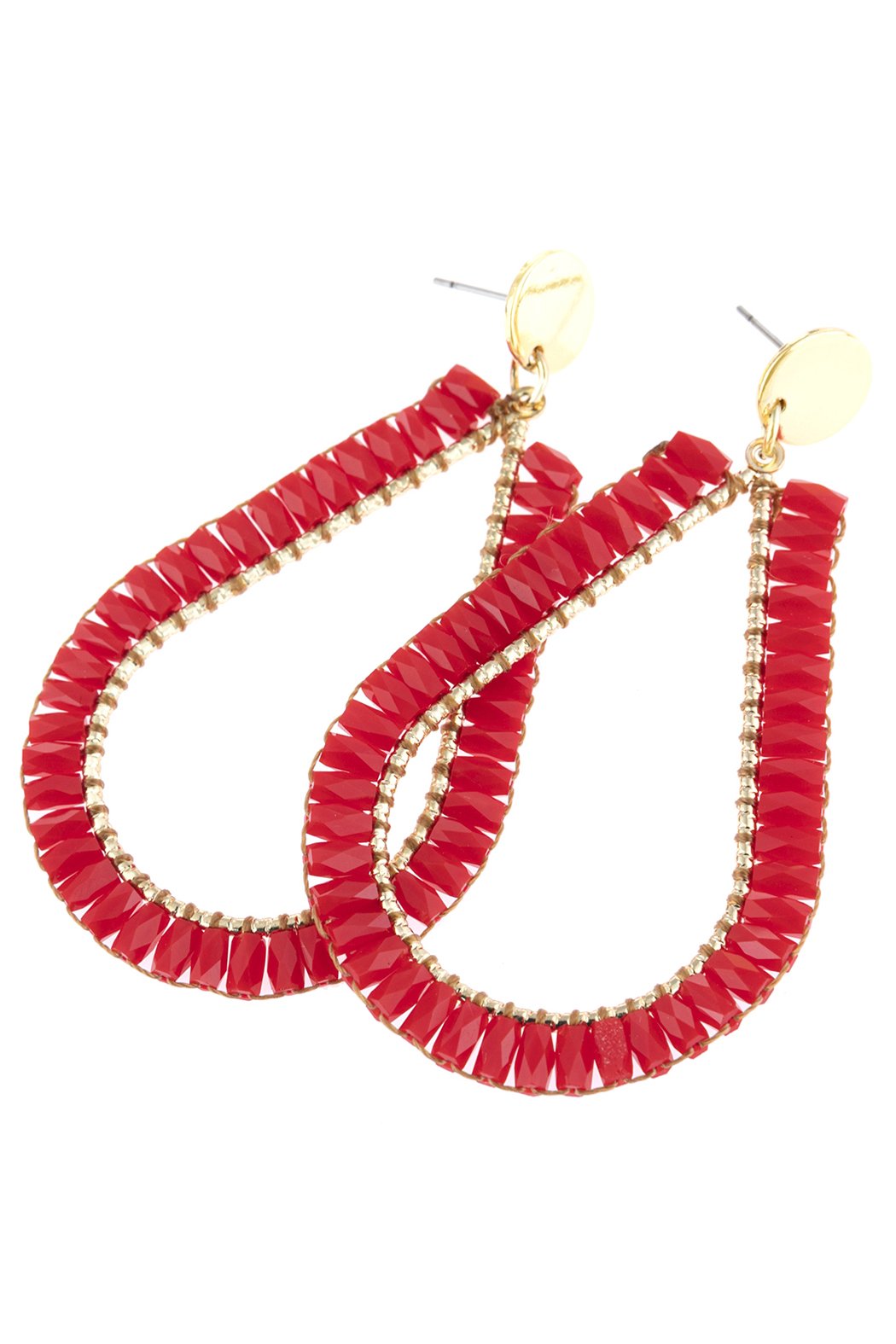 Riah Fashion - Glass Beaded Teardrop Earrings - 5 COLORS