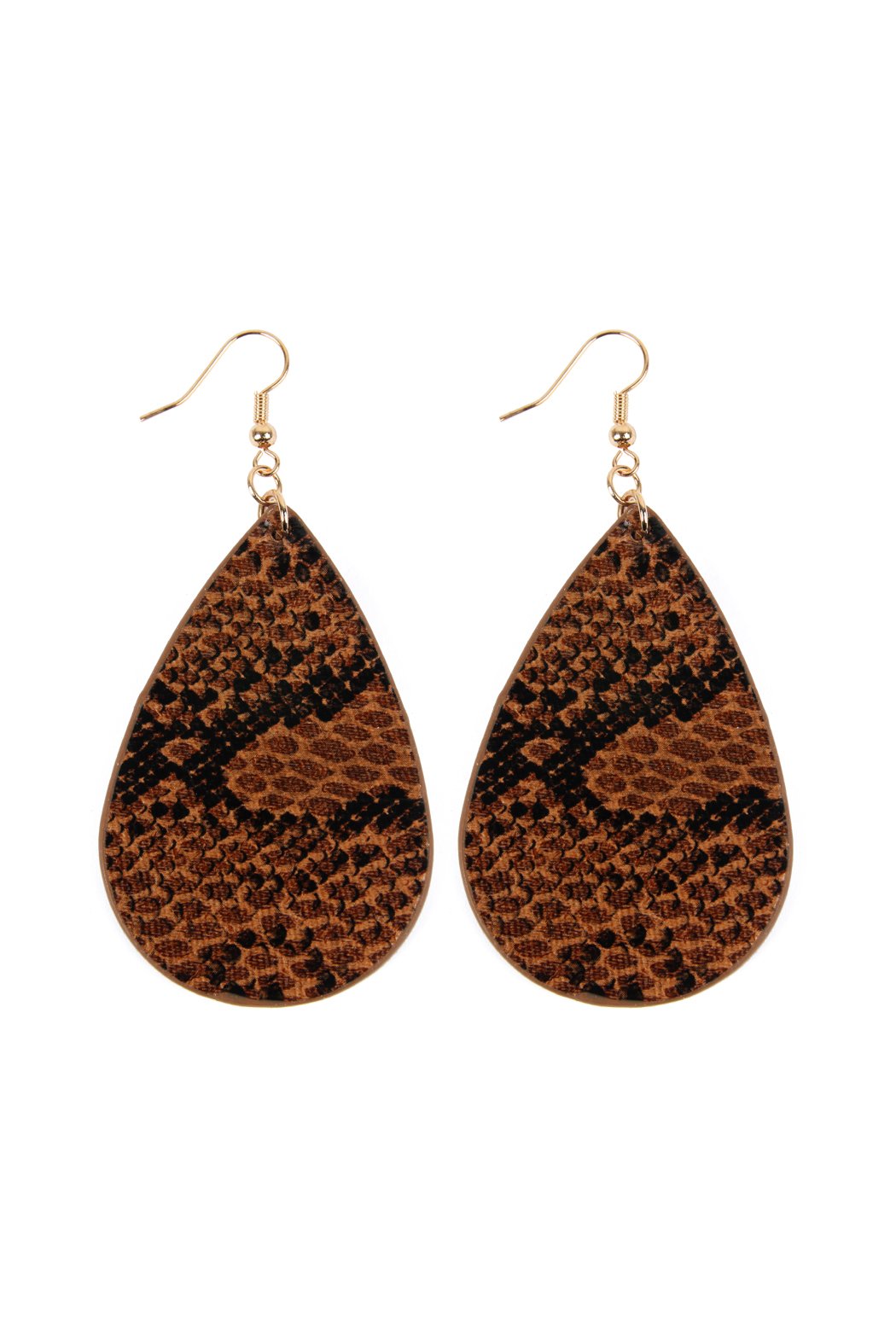 Riah Fashion - Faux Snake Skin Teardrop Leather Earrings - 4 COLORS -