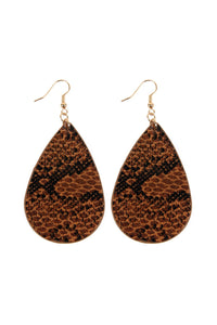 Thumbnail for Riah Fashion - Faux Snake Skin Teardrop Leather Earrings - 4 COLORS -