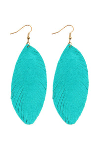 Thumbnail for Fringe Leaf Leather Drop Earring - 8 COLORS -