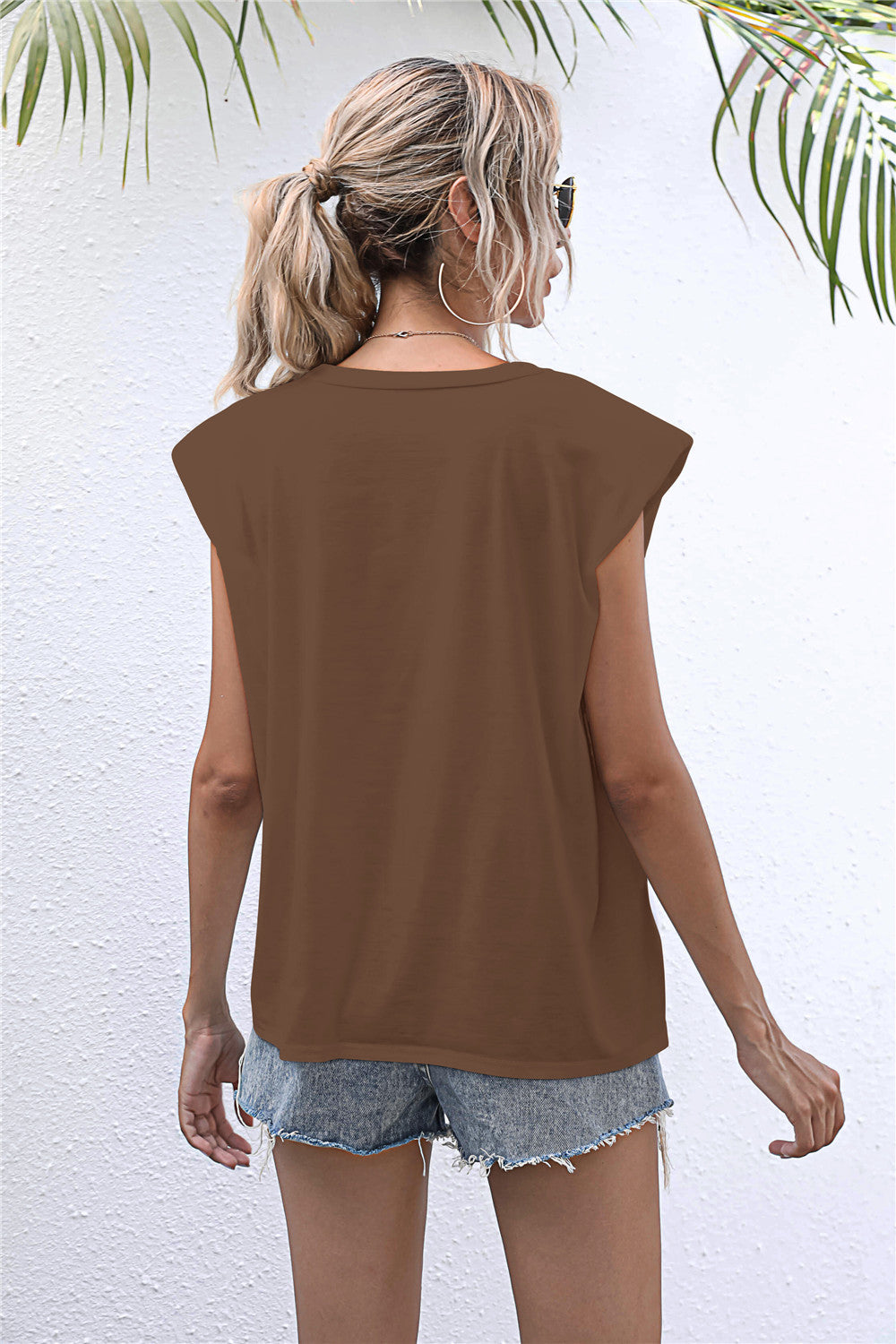 Round Neck Cap Sleeve Tee - T - 6 COLORS -