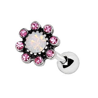 Pink Flower Cartilage Tragus Earring -