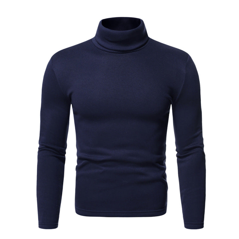 Men's fleece pullover turtleneck knitted top - K - 6 COLORS -