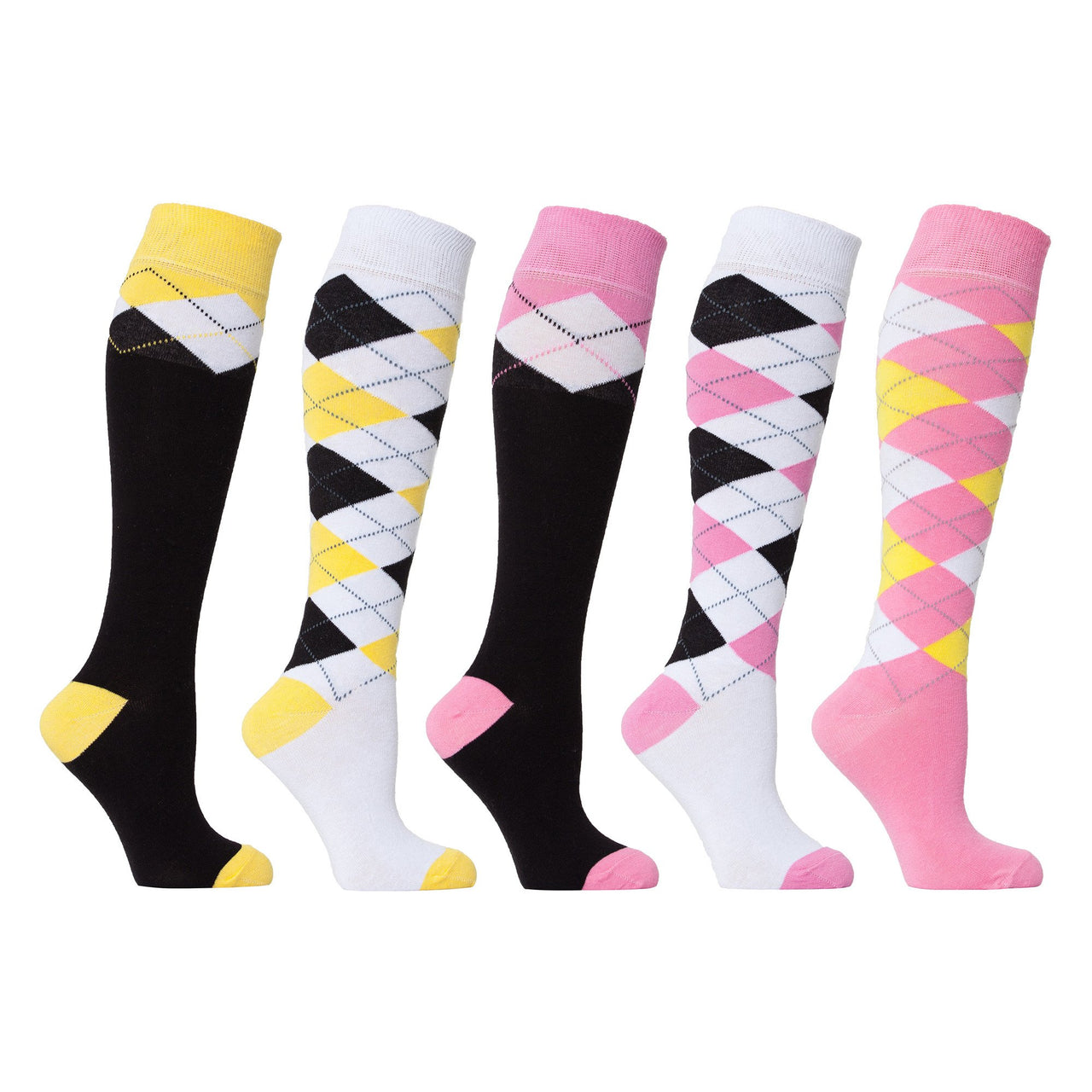 Women's Mixed & Match Argyle Knee High Socks Set - 5 PACK -