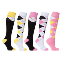 Thumbnail for Women's Mixed & Match Argyle Knee High Socks Set - 5 PACK -