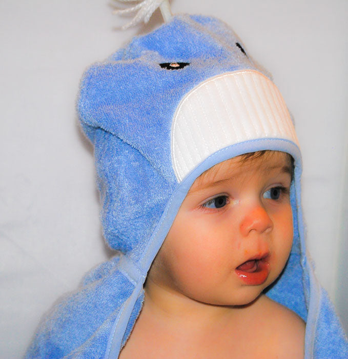 Little Ashkim - Bamboo Rayon Whale Hooded Turkish Towel: Baby -