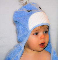 Thumbnail for Little Ashkim - Bamboo Rayon Whale Hooded Turkish Towel: Baby -