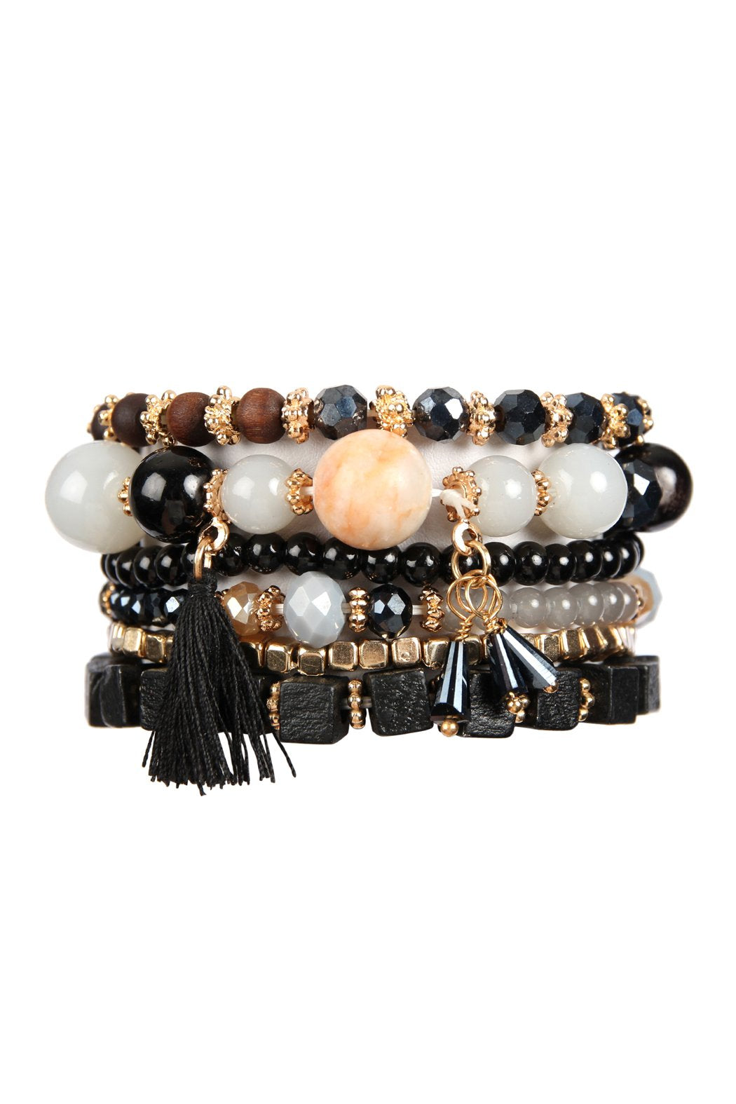 Riah Fashion - Charm Stack Bracelet - 4 COLORS -