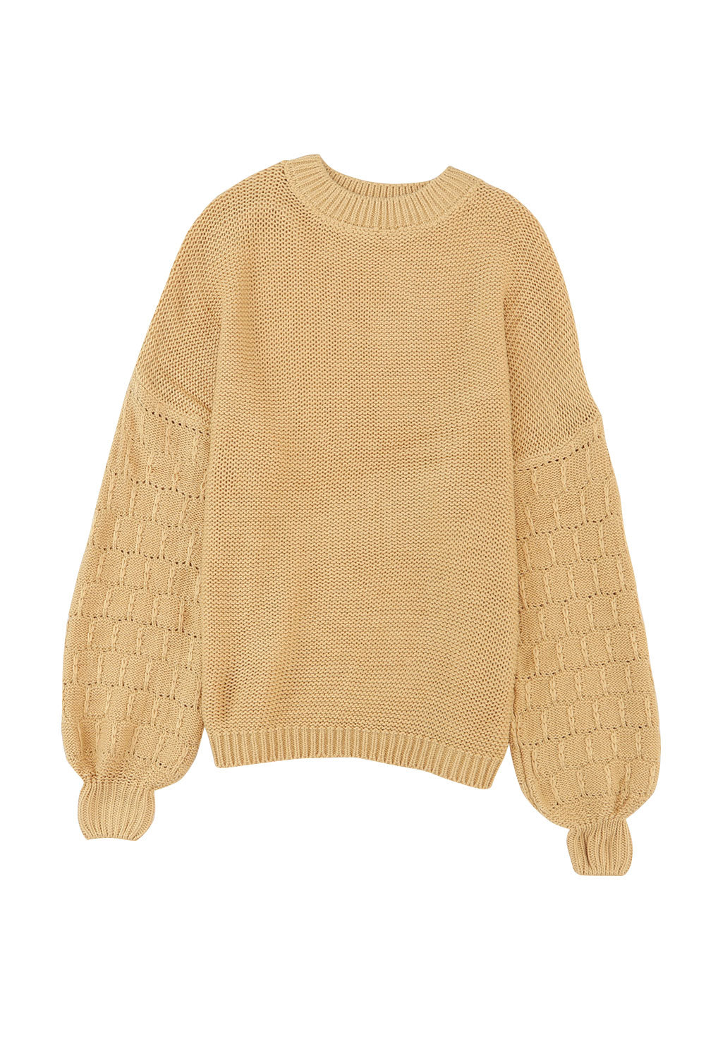 Threaded Pear - Jayla Hollowed Bubble Sleeve Knit Sweater - 2 COLORS -