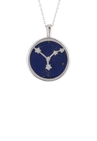 Thumbnail for Zodiac Lapis Lazuli Gemstone Star Constellation Pendant Necklace Silver Cancer -