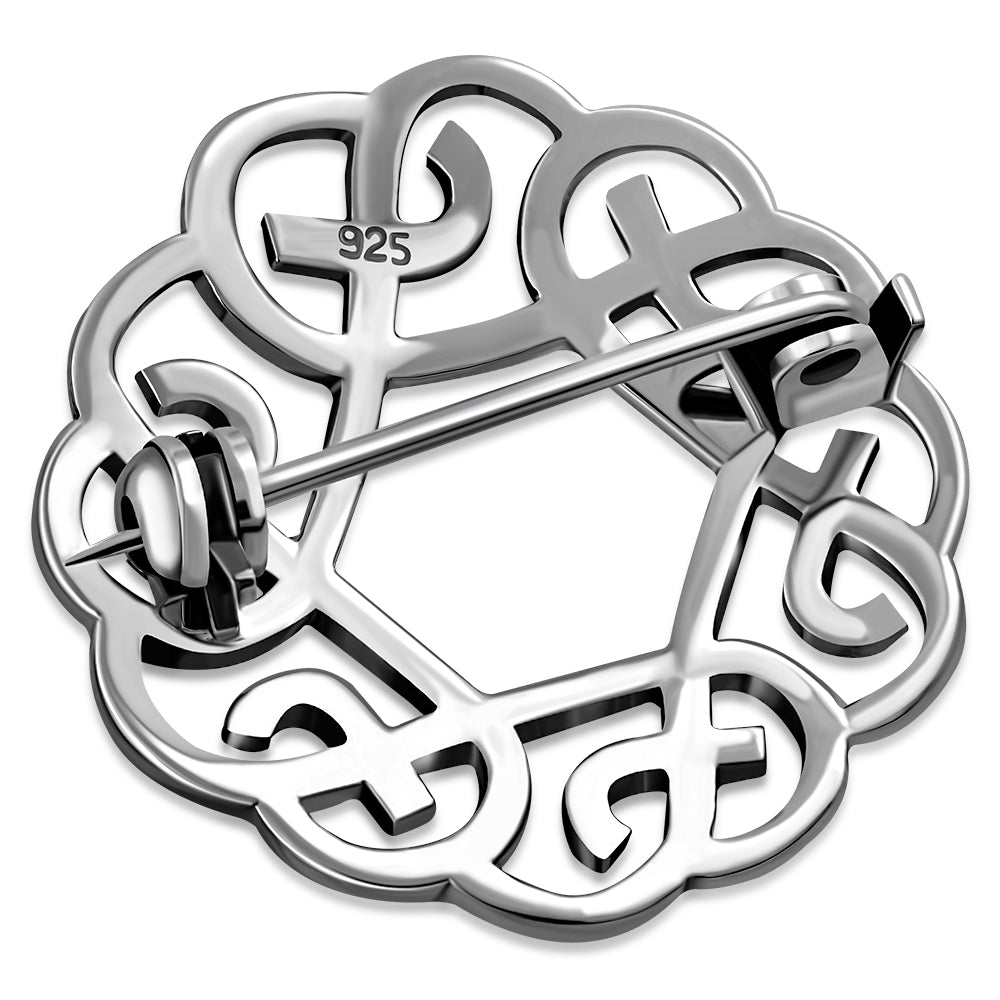 Fine Art Jewelry Co. - Celtic Knot Round 925 Sterling Silver Brooch -