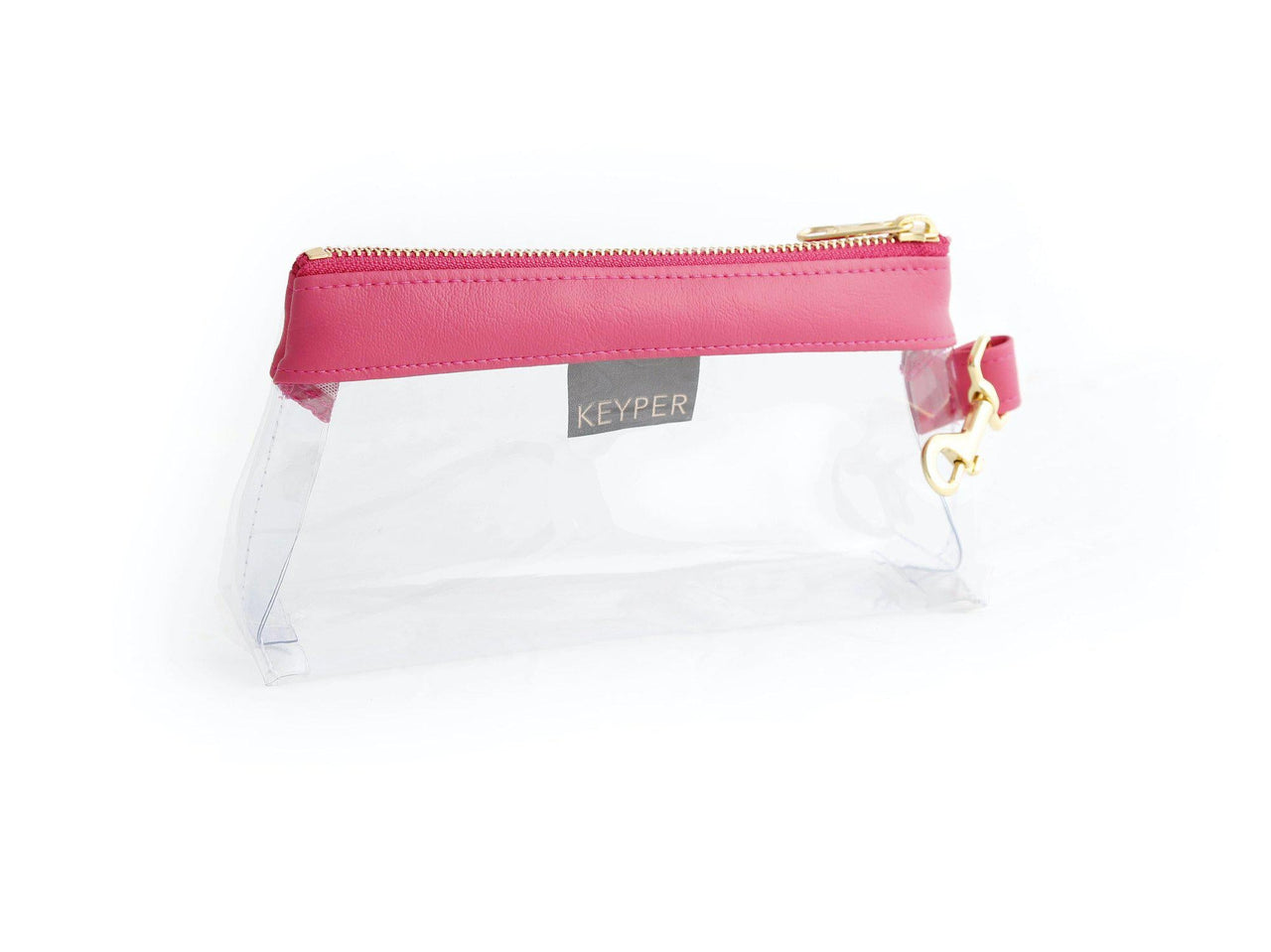 Keyper - Bright Pink CLEAR Bag  - Vegan Leather Trim - 2 OPTIONS -