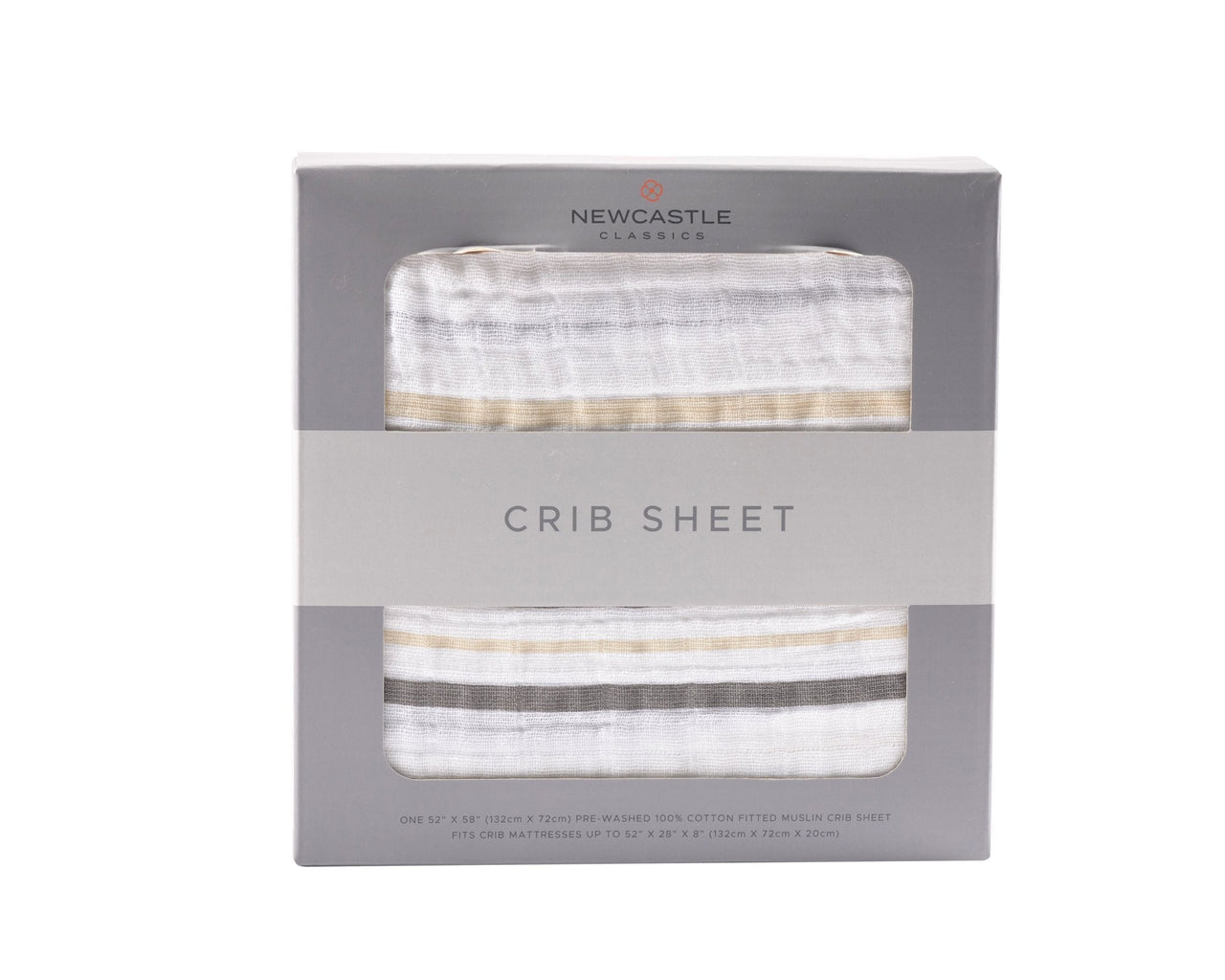 Newcastle - Grey Stripe Cotton Muslin Crib Sheet -