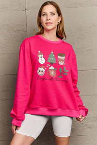 Thumbnail for Simply Love Full Size JINGLE ALL THE WAY Long Sleeve Sweatshirt - SIZES S THRU 3XL - T - 4 COLORS -