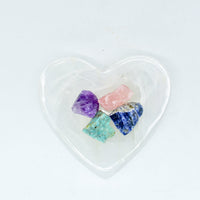 Thumbnail for Whyte Quartz - Heart Shaped Bowl in Zebra White or Amber Onyx - 4 STONE TYPES -