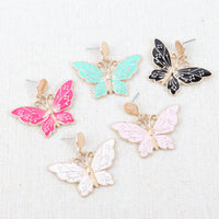 Thumbnail for Butterfly Post Dangling Earrings - 5 COLORS -