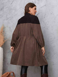 Thumbnail for Two-Tone Dropped Shoulder Trench Coat - T - 1 COLOR -