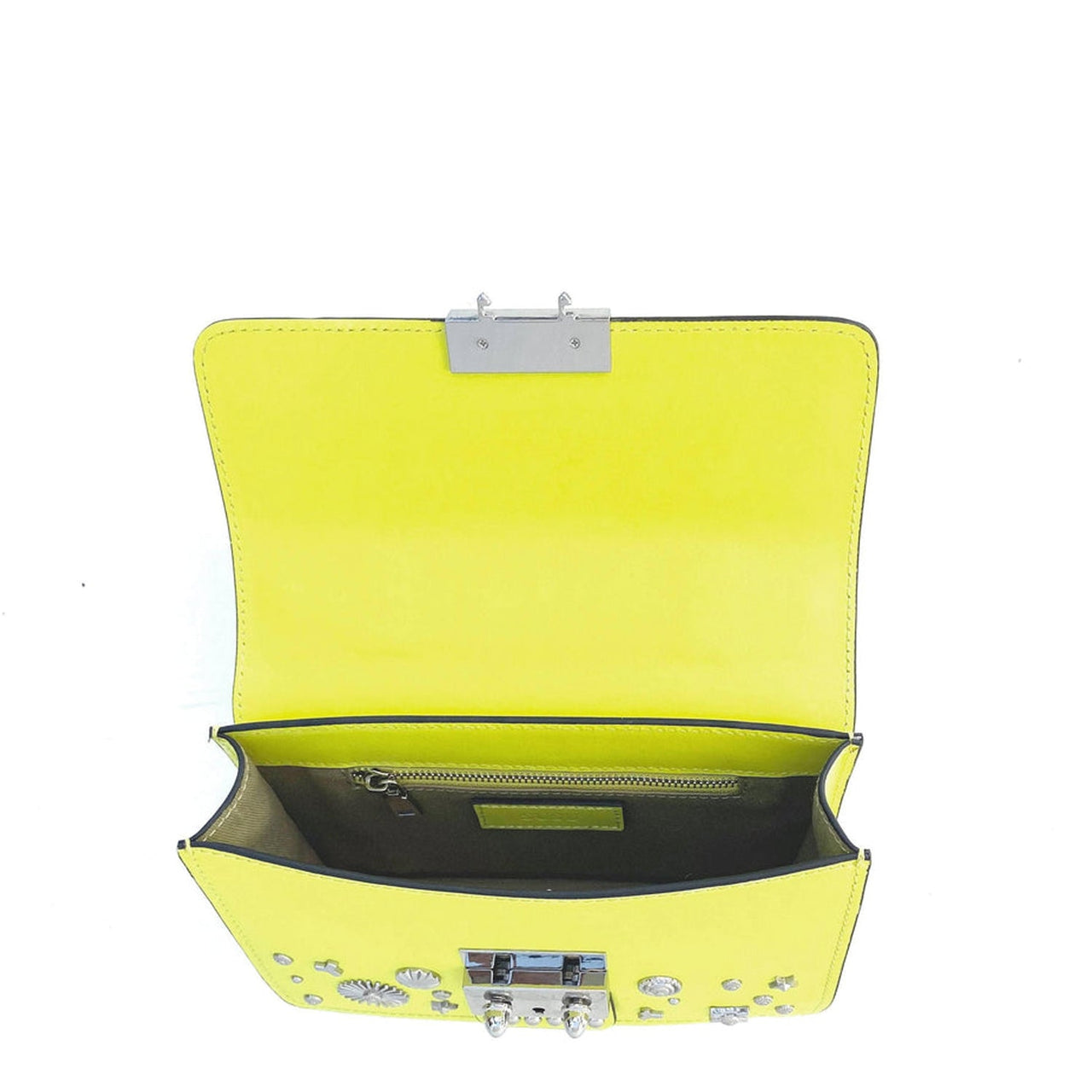 The Hollywood Bright Yellow Studded Leather Crossbody Bag -