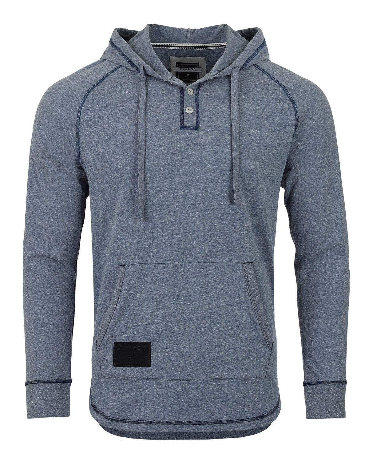 Men's Long Sleeve Henley Raglan Hoodie With Kangaroo Pocket - 1 COLOR -