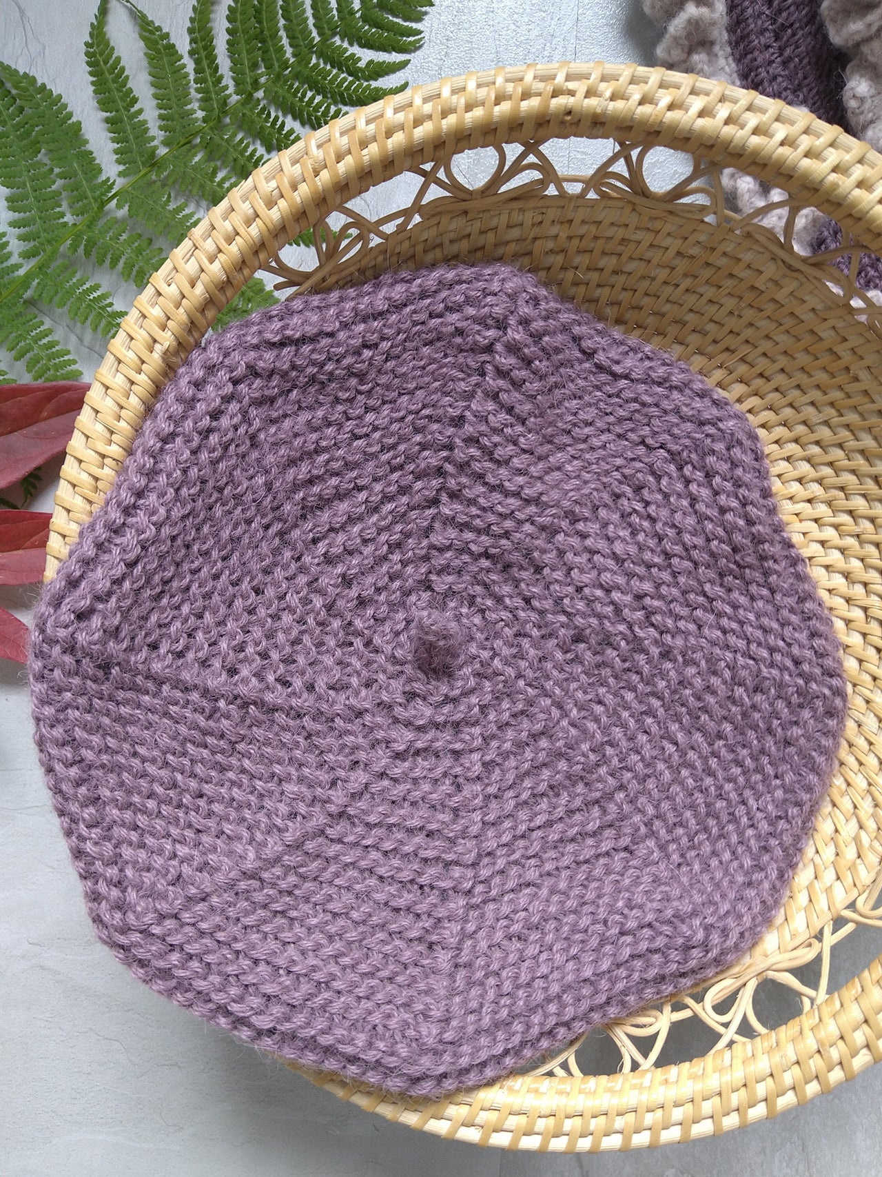 Baby Bubble - Mauve Alpaca Knitted Beret - 1 COLOR -