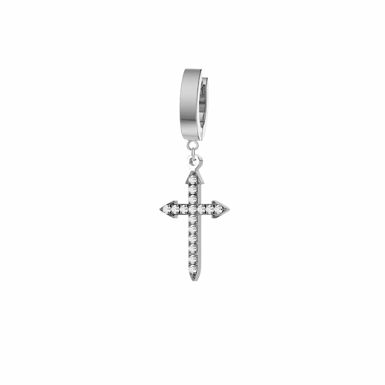 Mister - Gem Cross Earring - SINGLE OR PAIR - 3 COLORS -