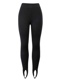 Thumbnail for Ribbed Mid Waist Stirrup foot Leggings - T - 6 COLORS -