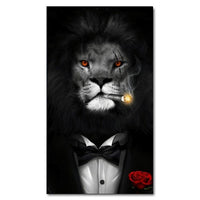 Thumbnail for Gentry Black Lion Smoking a Cigar Canvas Paintings Wall Art- Lions in a Suit Canvas Art Posters  - [7-12 DAY DELIVERY] - 6 SIZES - 3 LIONS