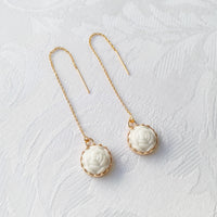 Thumbnail for Mini Porcelain Rose With Gold-Filled Chain Earrings -