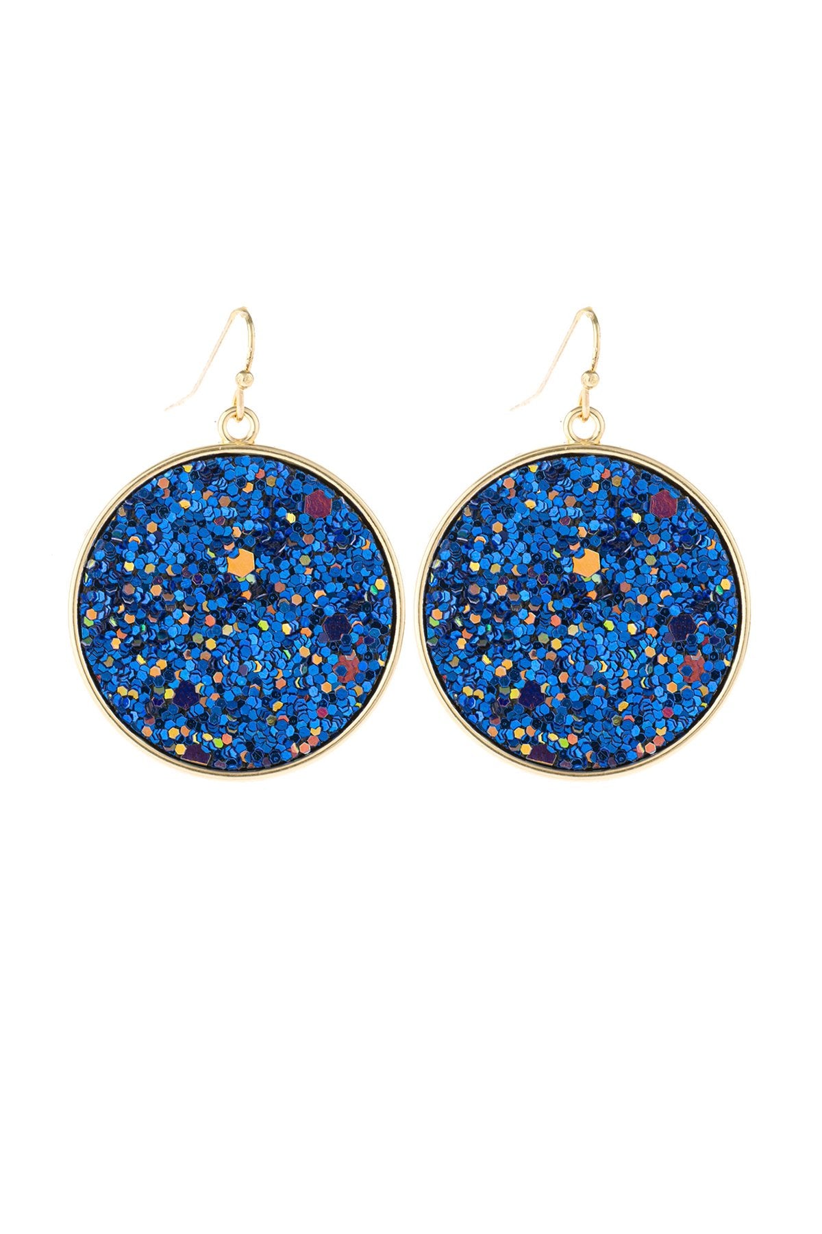 Riah Fashion - Disc Sequin Leather Drop Earrings - 8 COLORS -