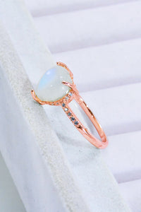 Thumbnail for Heart-Shaped Natural Moonstone Ring - T - SIZES 6 THRU 9 - 2 FINISHES -