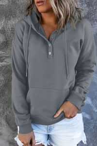 Thumbnail for Dropped Shoulder Long Sleeve Hoodie with Pocket - T - 9 COLORS -