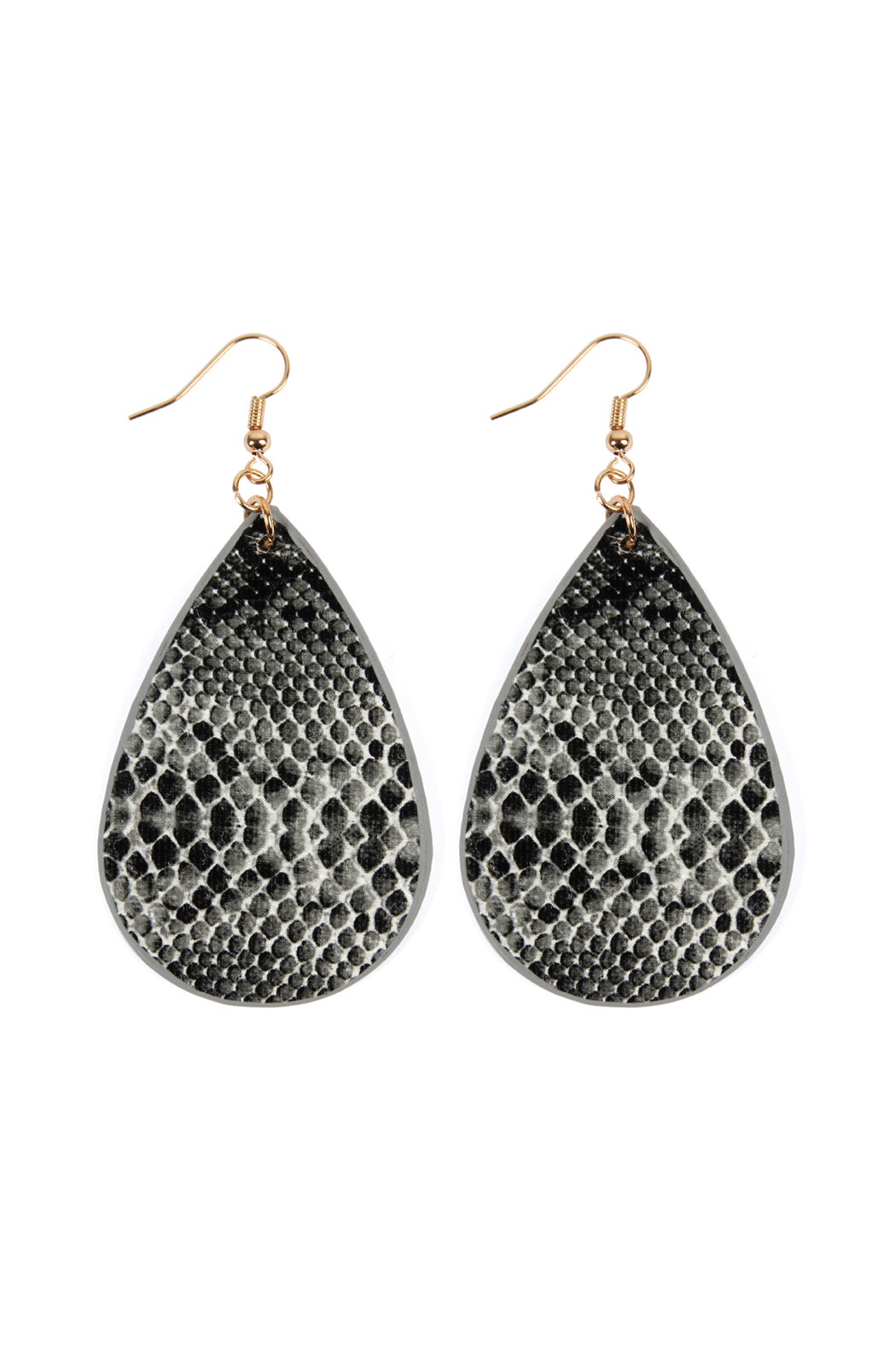 Riah Fashion - Faux Snake Skin Teardrop Leather Earrings - 4 COLORS -