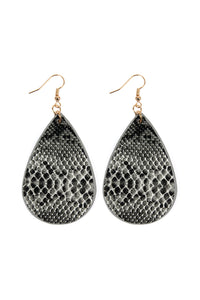 Thumbnail for Riah Fashion - Faux Snake Skin Teardrop Leather Earrings - 4 COLORS -