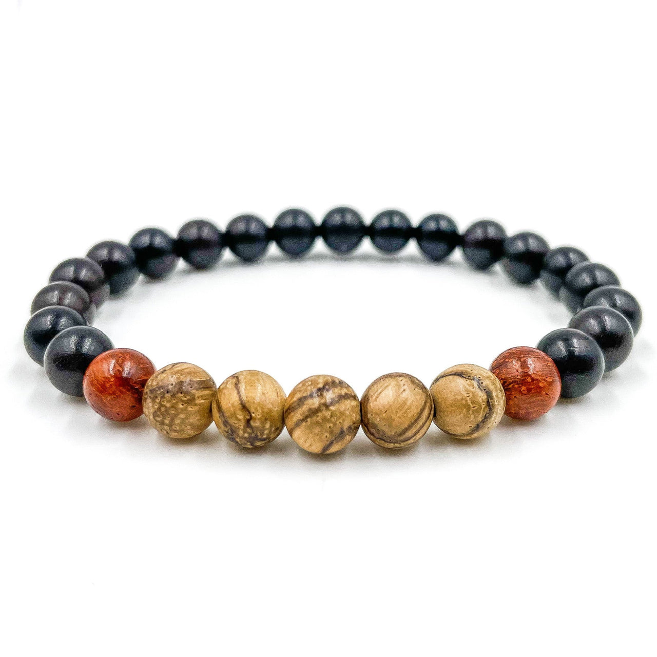 Kingston - Sandalwood, Red Rosewood, & Ebony Blackwood Mala Beaded Bracelet -