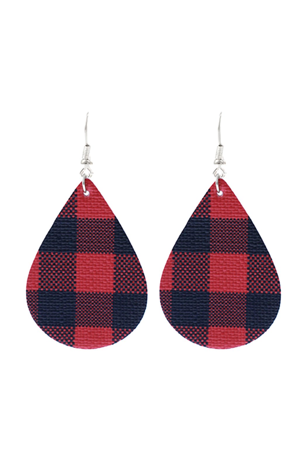 Riah Fashion - Buffalo Checkered Teardrop Earrings - 2 COLORS -