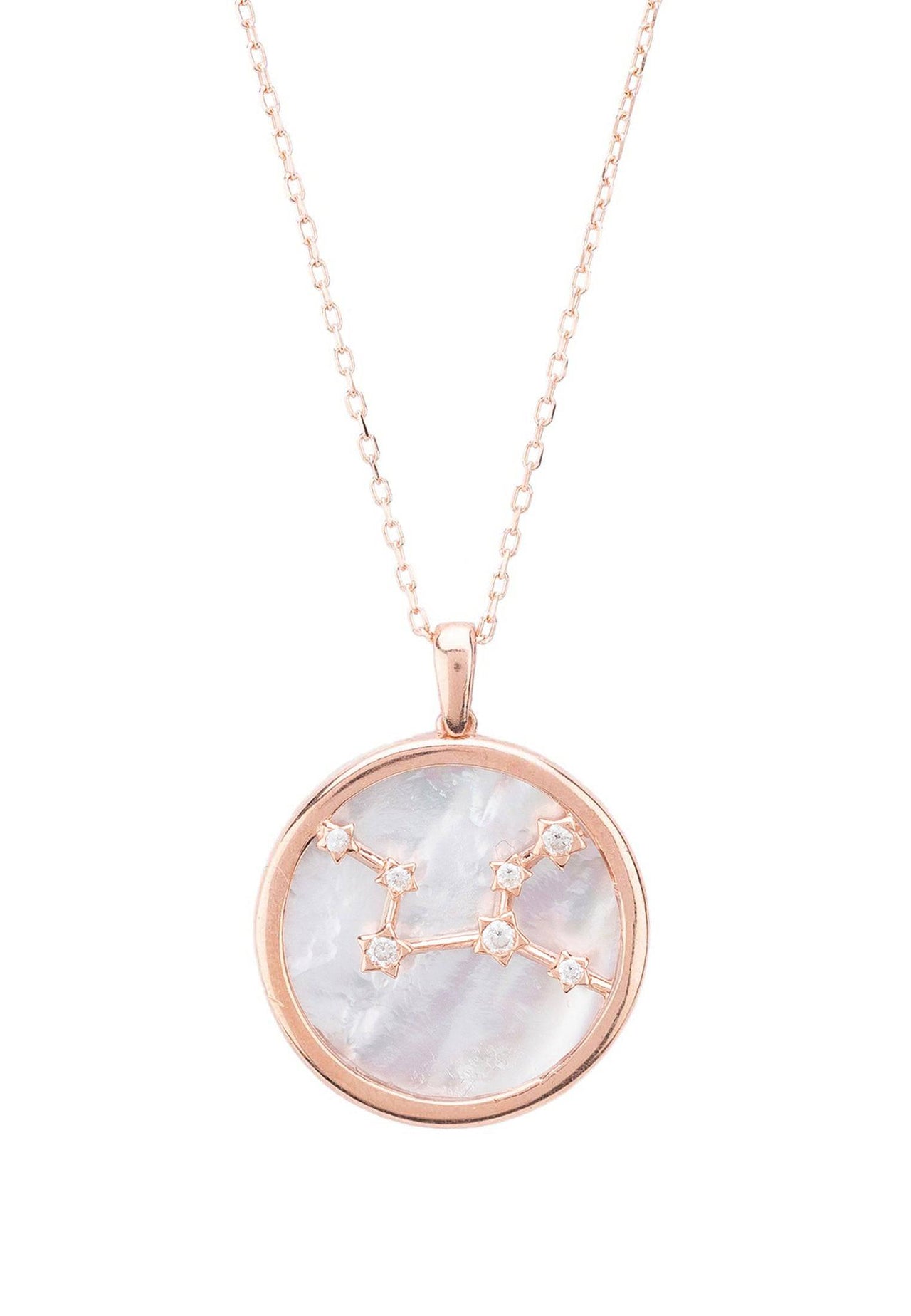 Zodiac Mother of Pearl Gemstone Star Constellation Pendant Necklace Virgo -