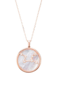 Thumbnail for Zodiac Mother of Pearl Gemstone Star Constellation Pendant Necklace Virgo -