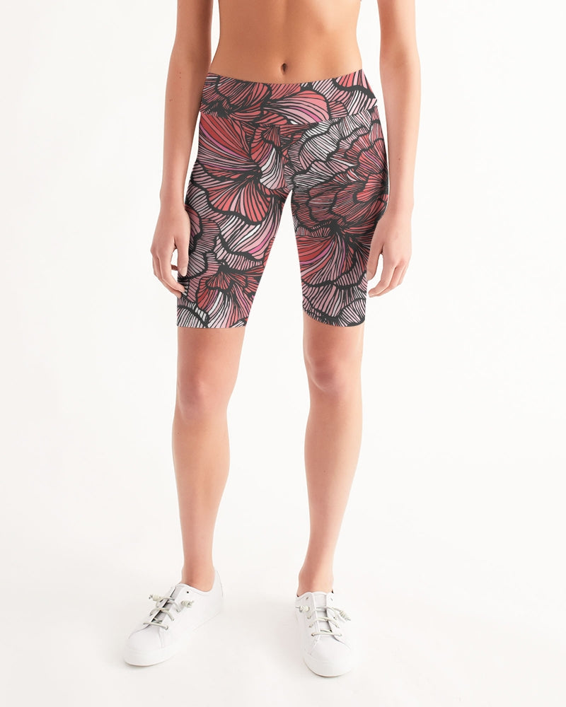 Chaluisant - Petal Swirls Women's Mid-Rise Bike Shorts -