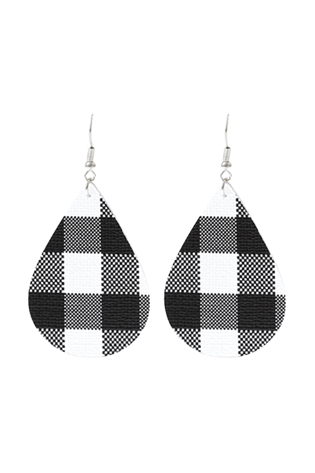 Riah Fashion - Buffalo Checkered Teardrop Earrings - 2 COLORS -