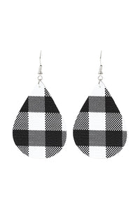 Thumbnail for Riah Fashion - Buffalo Checkered Teardrop Earrings - 2 COLORS -