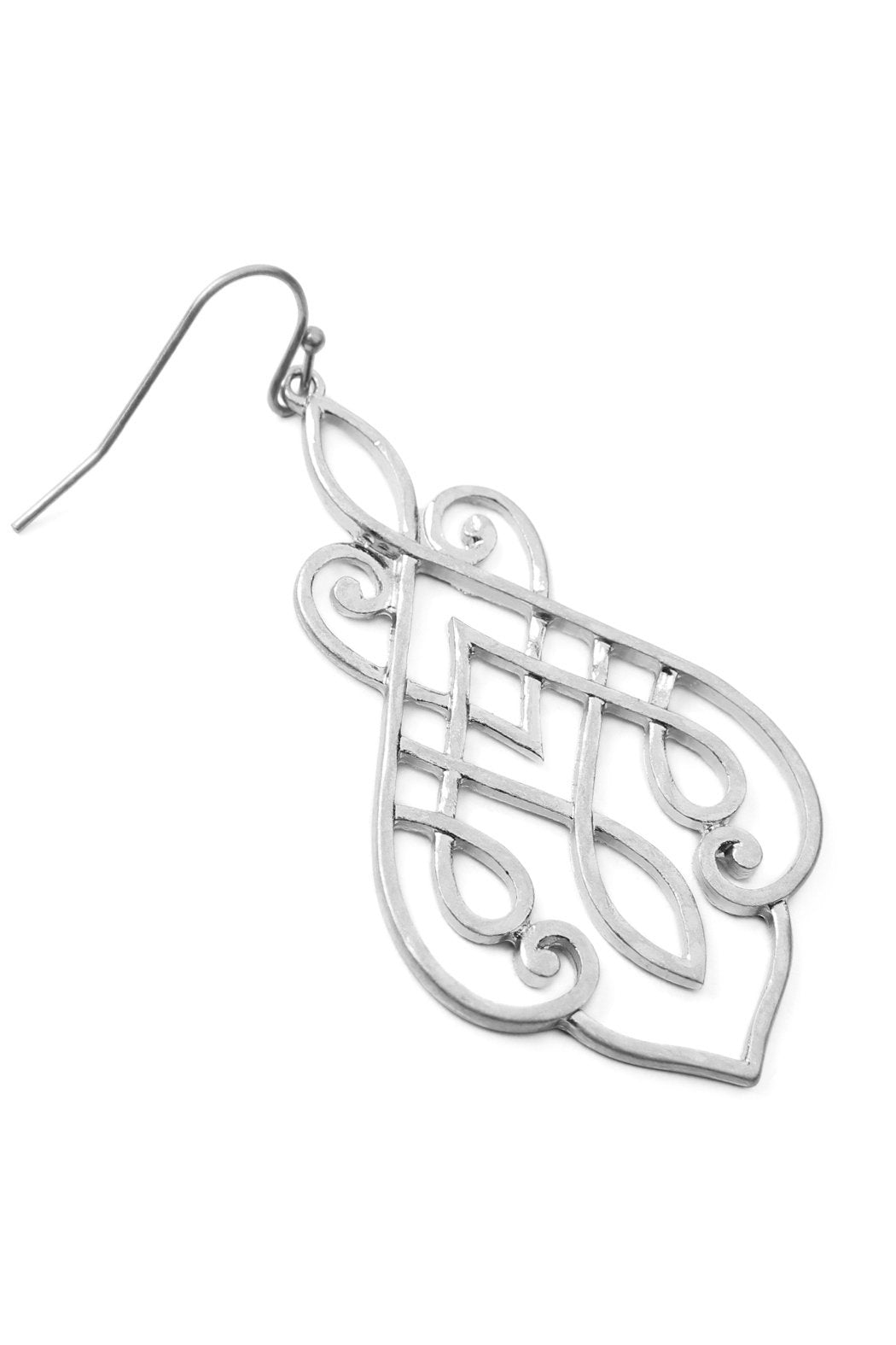 Cast Filigree Drop Hook Earrings - 2 FINISHES -