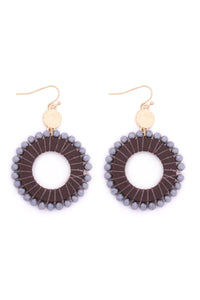 Thumbnail for Riah Fashion - Glass Beaded Wood Hoop Drop Earrings - 4 COLORS