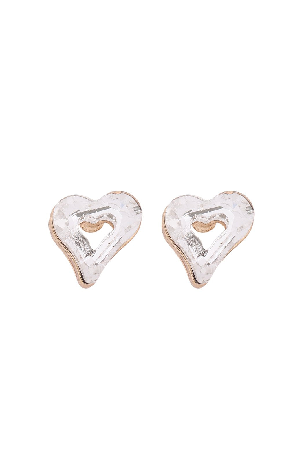 Glass Open Heart Post Stud Earrings - 5 COLORS