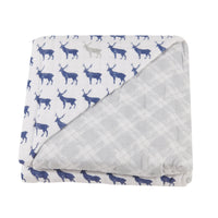 Thumbnail for Blue Deer and Glacier Grey Plaid Cotton Muslin Newcastle Blanket